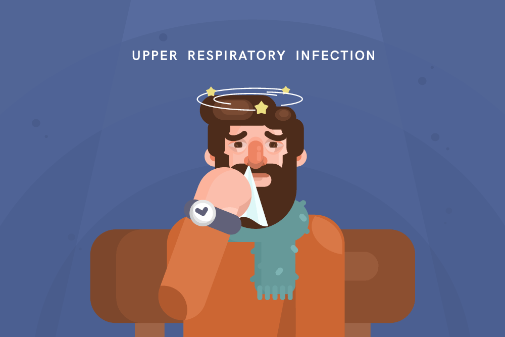 illustration of man with upper respiratory infection